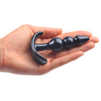 Small Black Beaded Anal Plug|Detail View|"beaded features-detail view"|