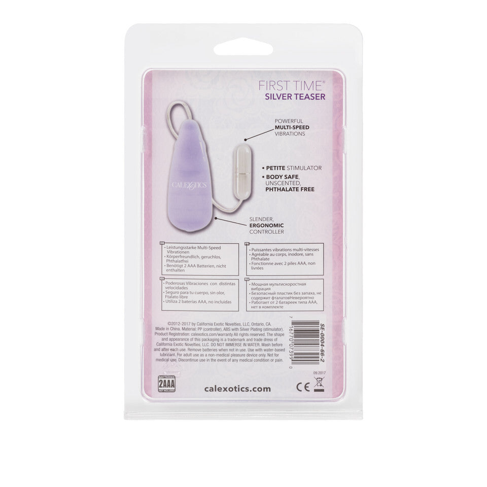 First Time Silver Teaser Vibrating Bullet|Kit View|"Complete pleasure system - kit view"