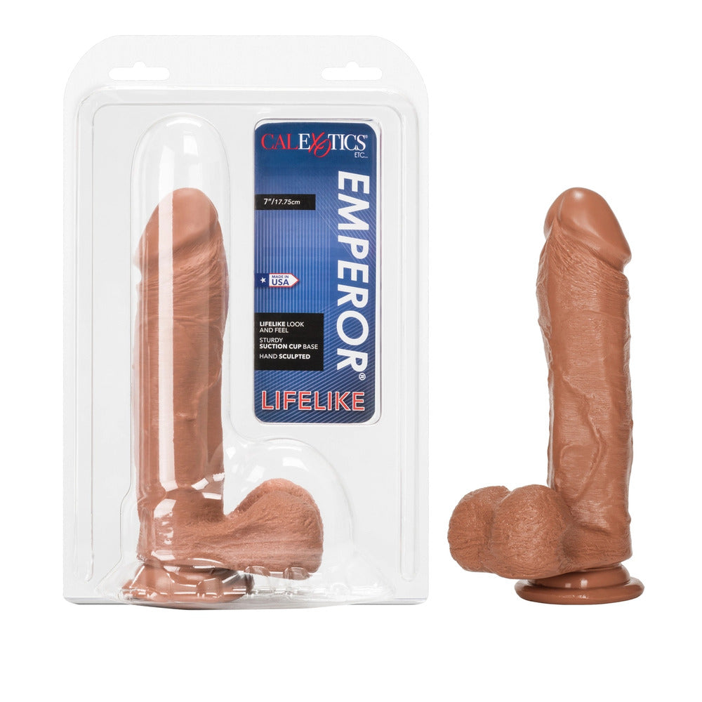 Emperor 7 Inch Life Like Dildo Flesh Brown|Detail View|"surface detail - detail view"