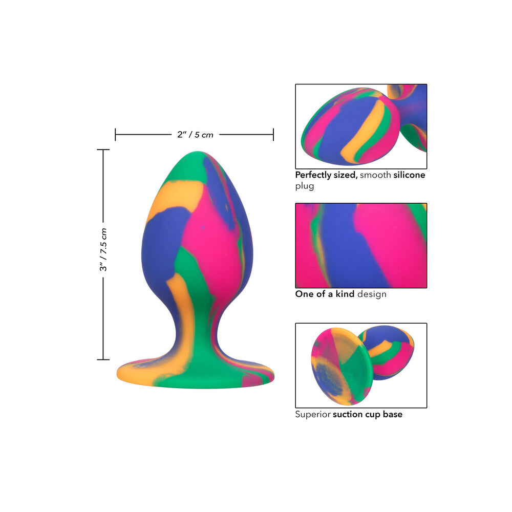 Cheeky Medium Tie Dye Butt Plug|Side View|"tie dye design-side view"|