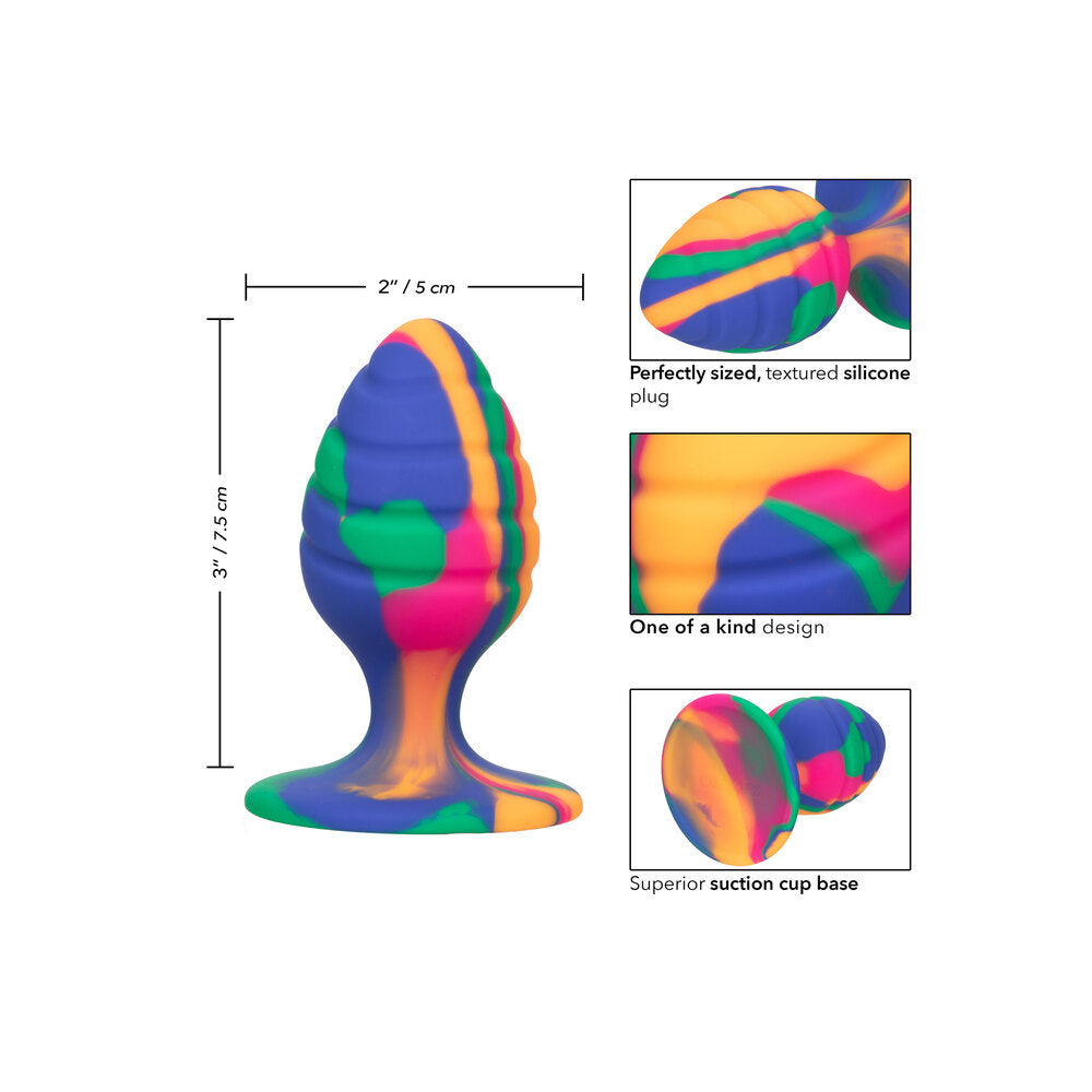 Cheeky Medium Swirl Tie Dye Butt Plug|Side View|"tie dye design-side view"|