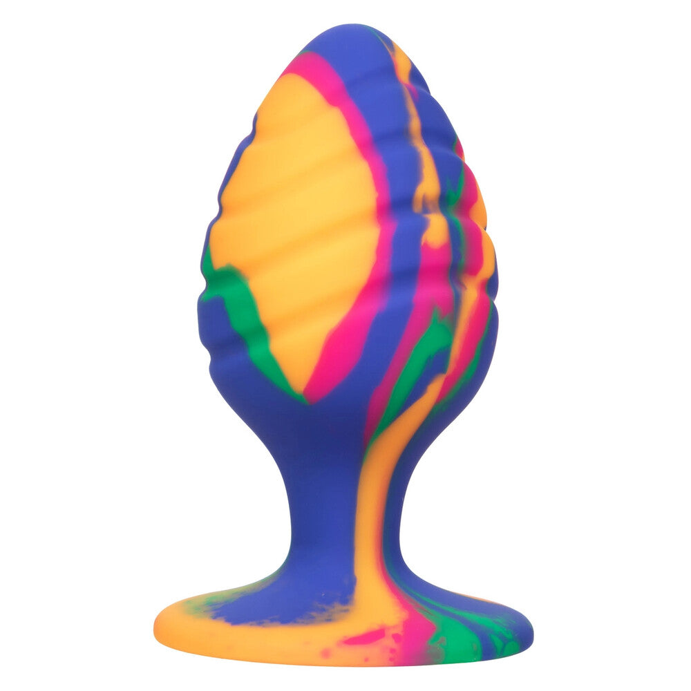 Cheeky Large Swirl Tie Dye Butt Plug|Front View|"large swirl plug-front view"|