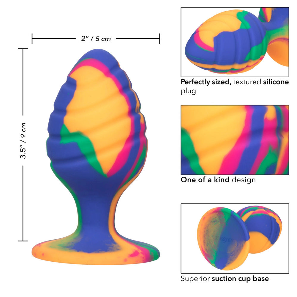 Cheeky Large Swirl Tie Dye Butt Plug|Side View|"swirl design-side view"|