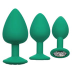 Cheeky-Gems-Butt-Plugs-3-Piece-Set-Green|Front View|"gem set-front view"