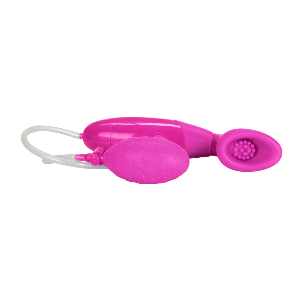 Waterproof-Silicone-Clitoral-Pump-Pink|Side View|"silicone pump design-side view"