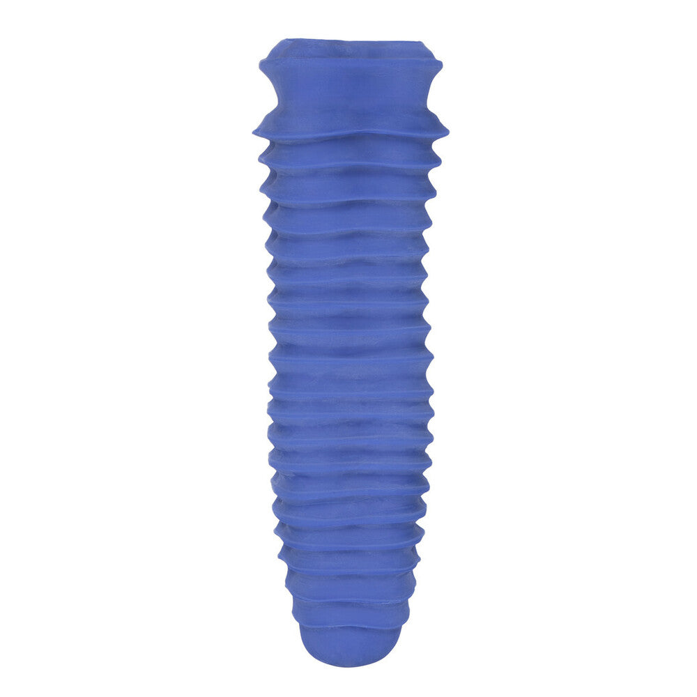 Apollo Stroker Closed End Textured Masturbator Blue|Side View|"textured detail - side view"