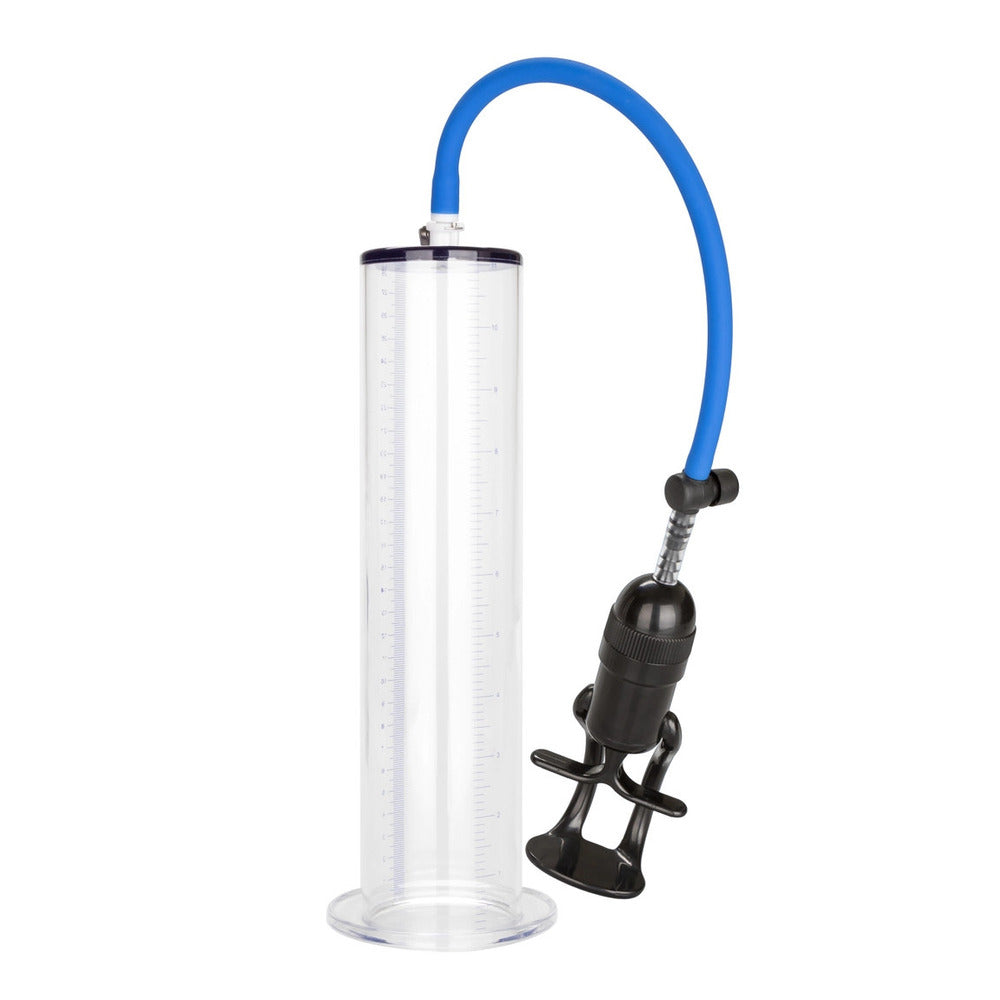 Advanced Executive Clear Vacuum Pump|Side View|"Professional vacuum system with measurement markers - side view"