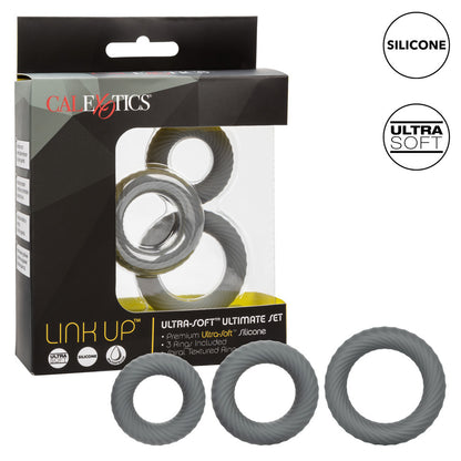 Link Up Ultra Soft Ultimate Cock Ring Set|Detail View|"surface detail - detail view"