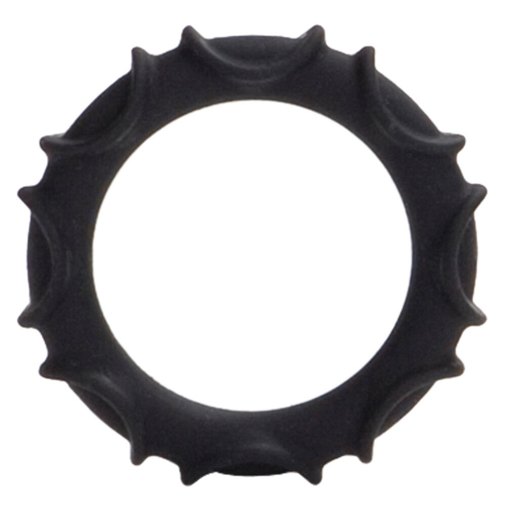Atlas Silicone Cock Ring Black|Front View|"atlas design - front view"