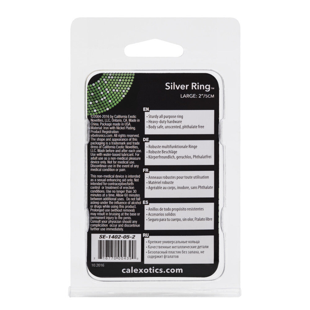 Large Silver Cock Ring|Side View|"large detail - side view"