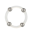Steel Beaded Silicone Ring Large|Front View|"beaded design - front view"