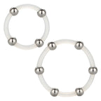 Steel Beaded Silicone Ring Set|Front View|"beaded design - front view"