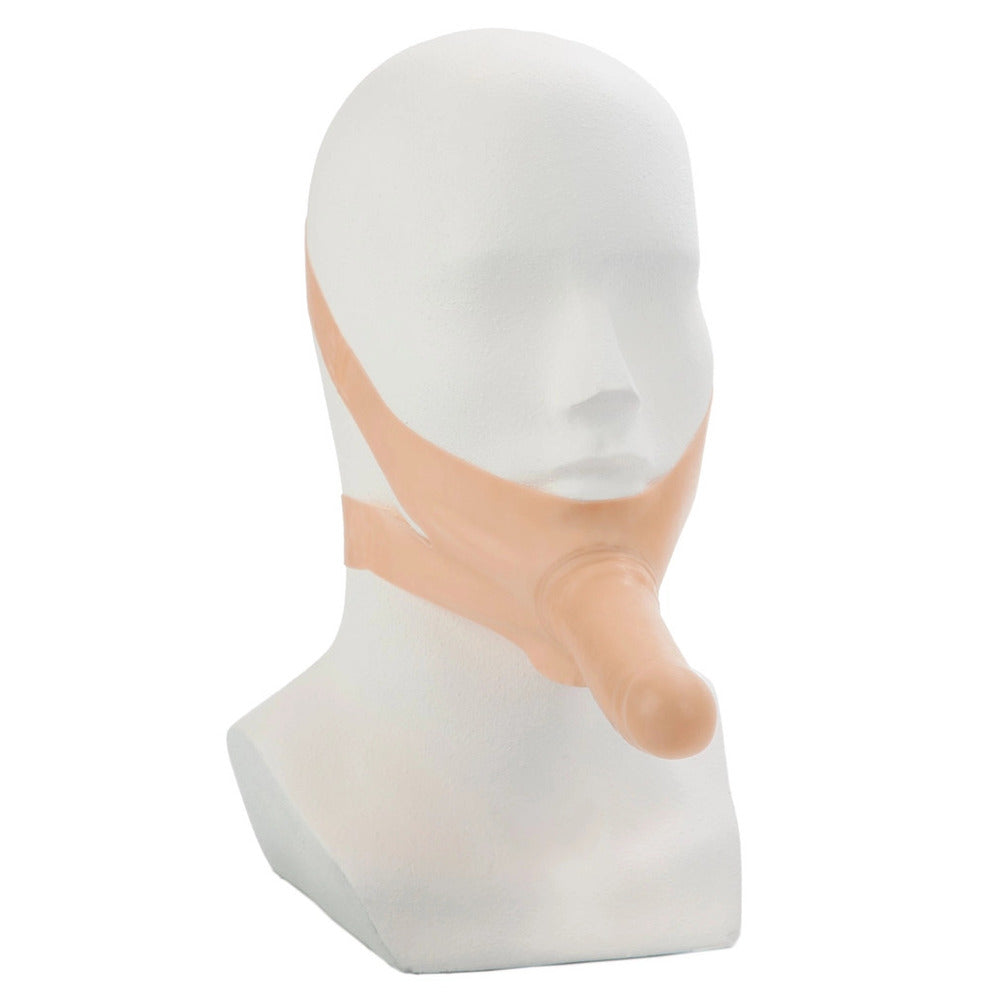 The Accommodator Face Strap On Dildo Flesh|Side View|"strap detail - side view"