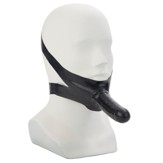 The Accommodator Face Strap On Dildo Black|Front View|"face design - front view"