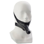 The Accommodator Face Strap On Dildo Black|Side View|"strap detail - side view"