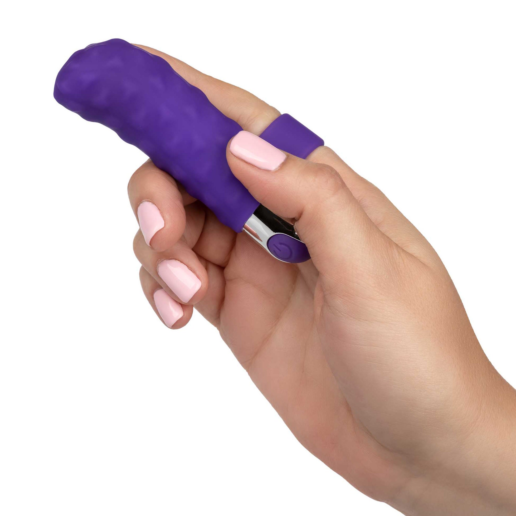 Intimate Play Purple Rechargeable Finger Teaser | Detail | "one-touch control panel - detail view"