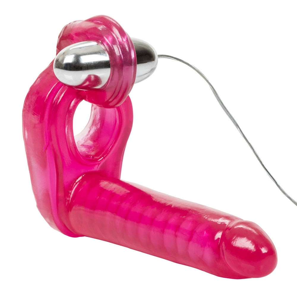 Ultimate Triple Stimulator Vibrating Cock Ring With Dong|Back View|"quality build - back view"