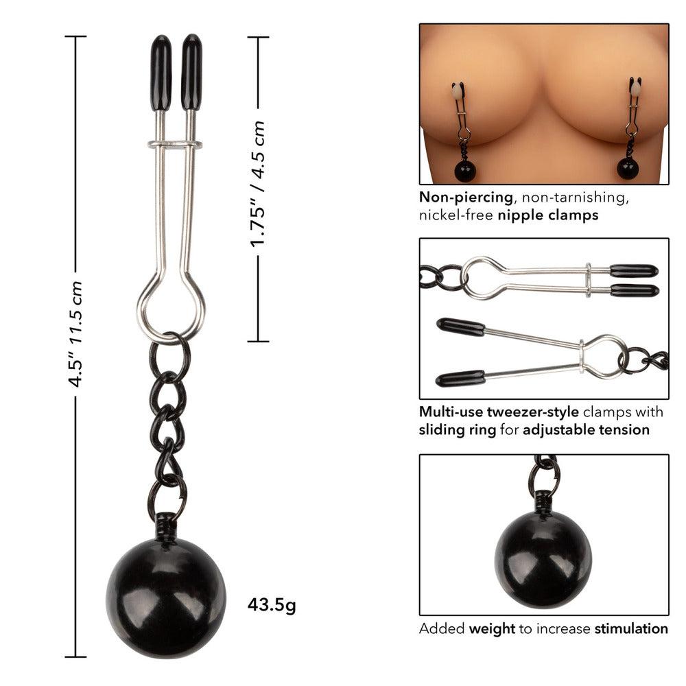 Nipple Grips Weighted Tweezer Nipple Clamps|Side View|"tweezer details-side view"|