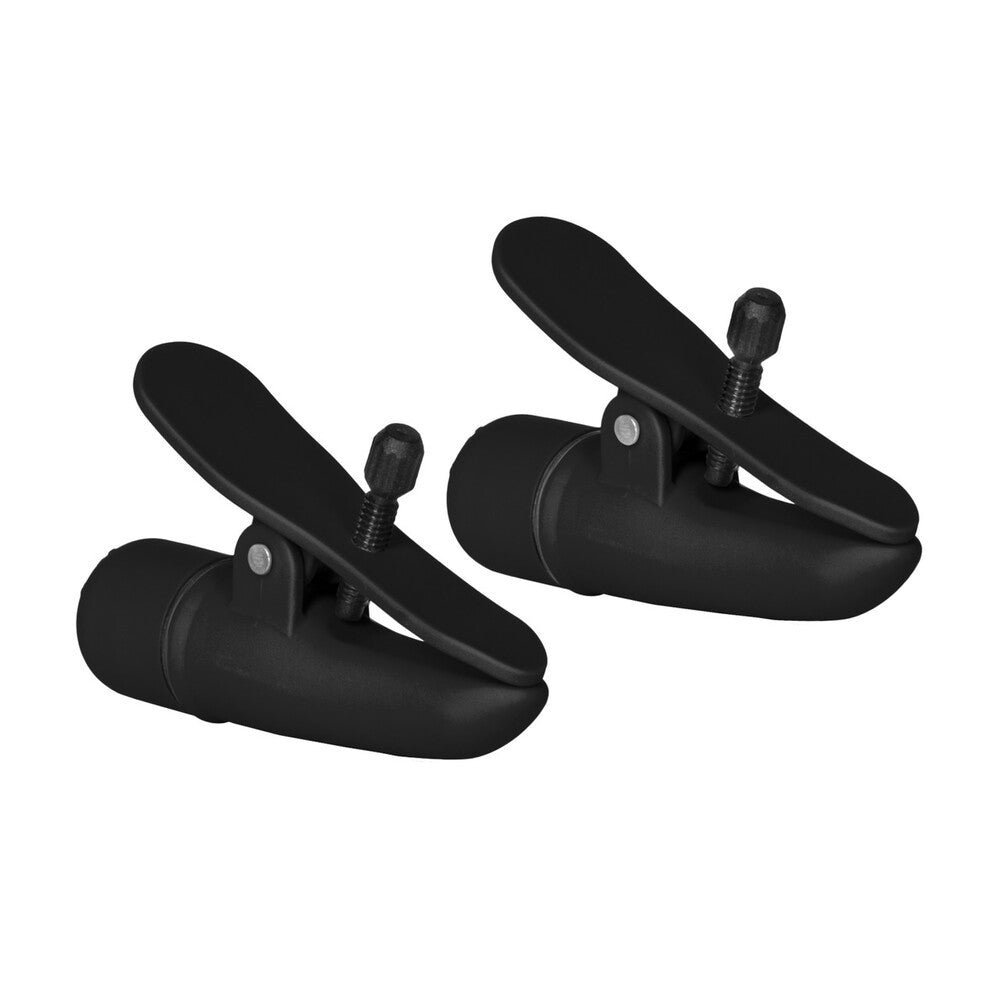 Nipplettes Vibrating Black Nipple Clamps|Side|"black vibrating nipple clamps - side view"