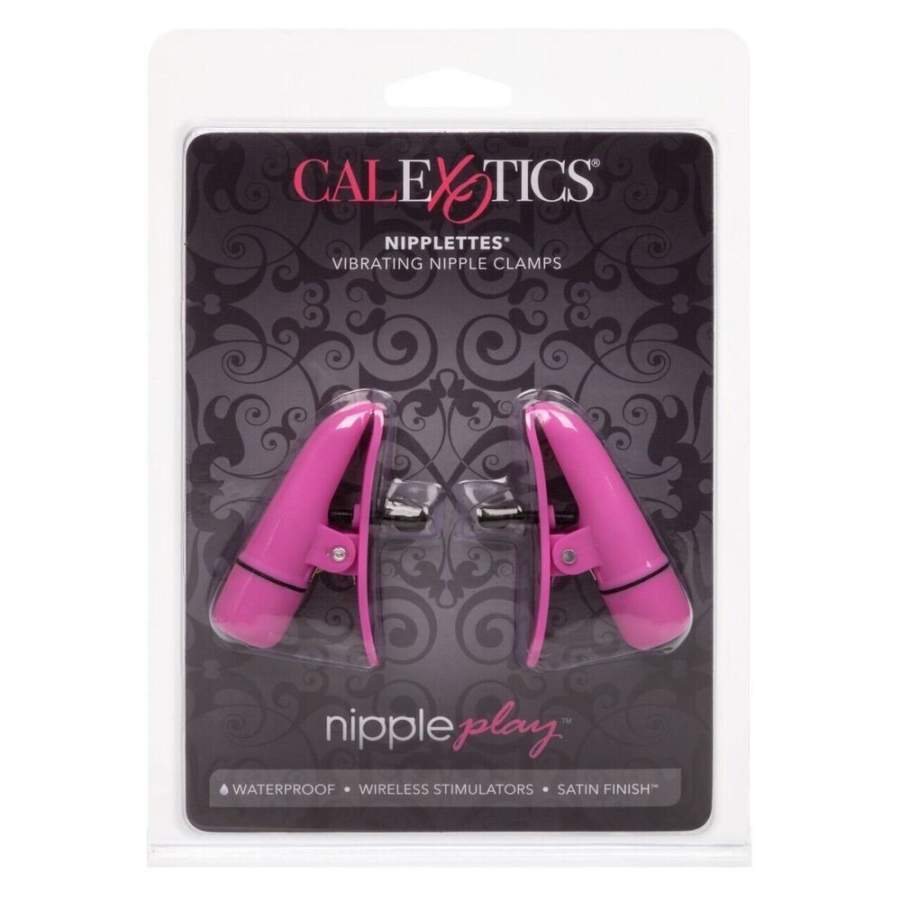 Nipplettes Vibrating Pink Nipple Clamps Adjustable|Kit View|"Complete pleasure system - kit view"