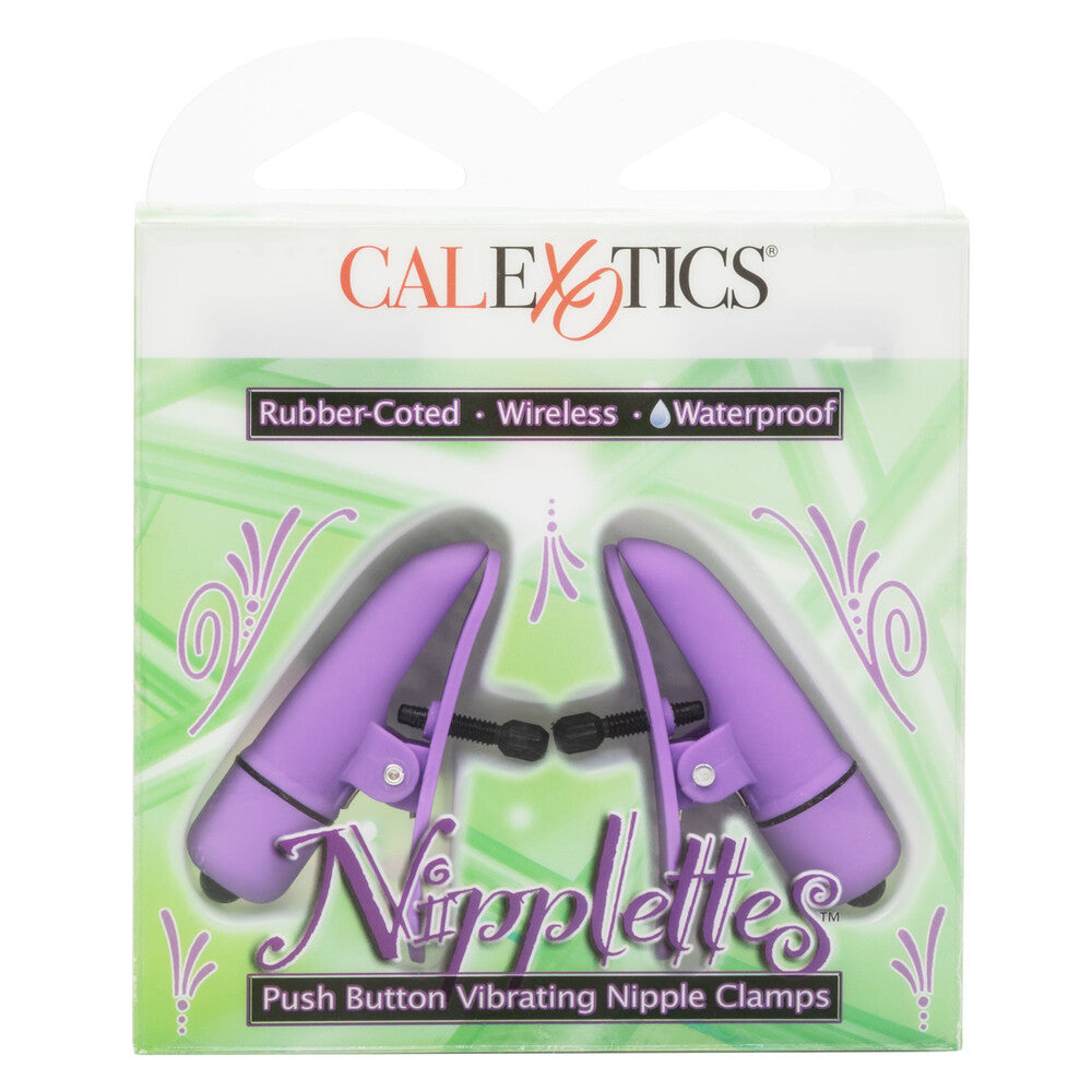 Nipplettes Vibrating Adjustable Purple Nipple Clamps|Kit View|"Complete pleasure system - kit view"