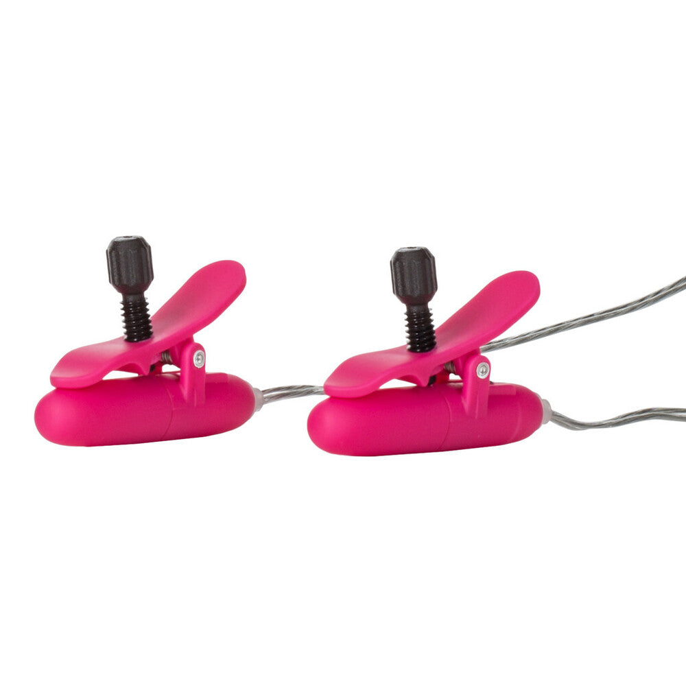 Heated Vibrating Nipple Teasers Pink|Side|"pink vibrating nipple teasers with heating function - side view"