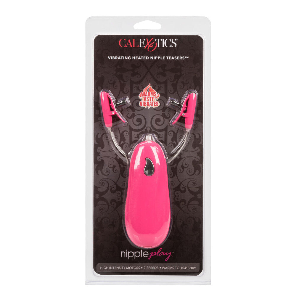 Heated Vibrating Nipple Teasers Pink|Package|"pink vibrating nipple teasers with heating function - package view"