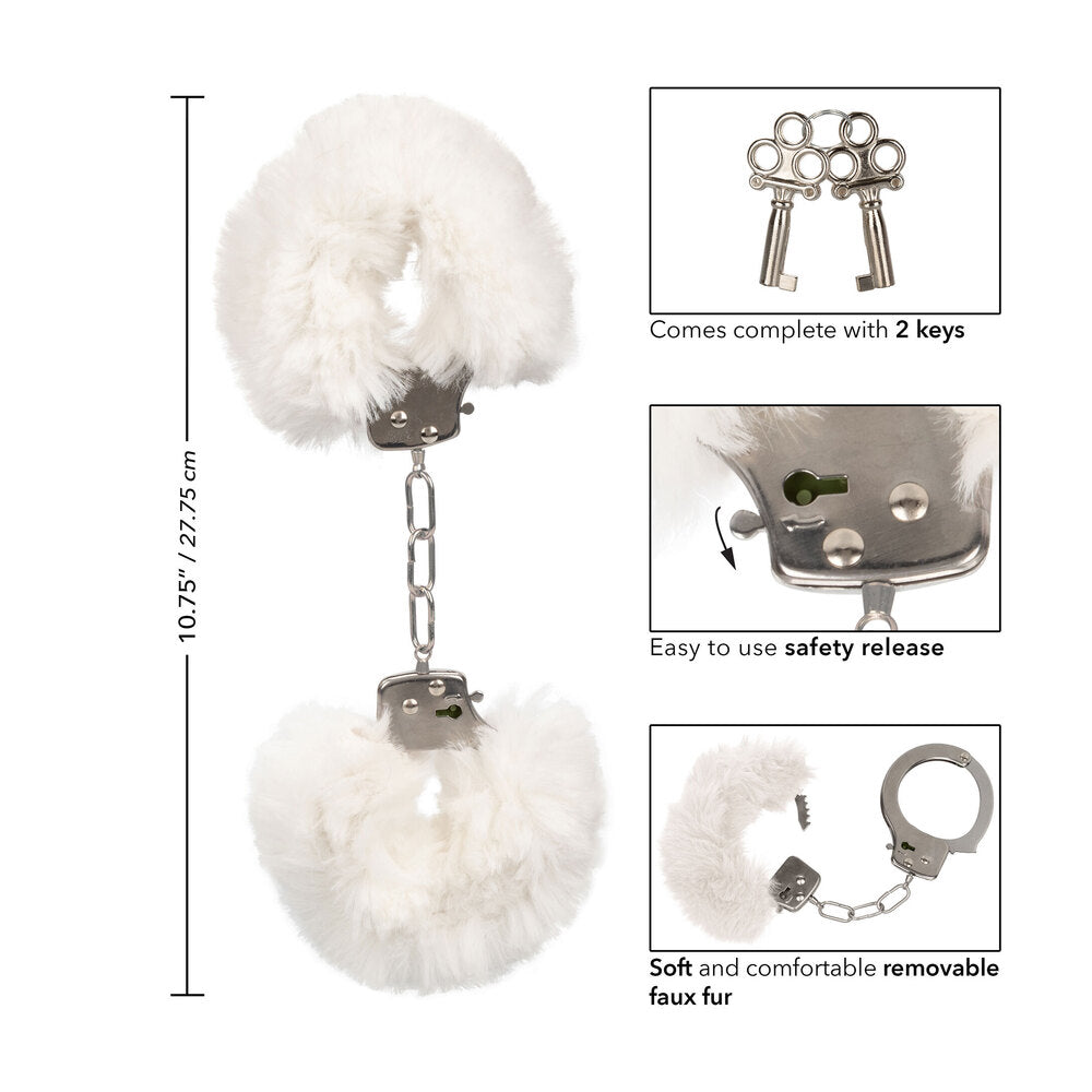 Ultra Fluffy Furry Cuffs White|Set View|"complete set-set view"|
