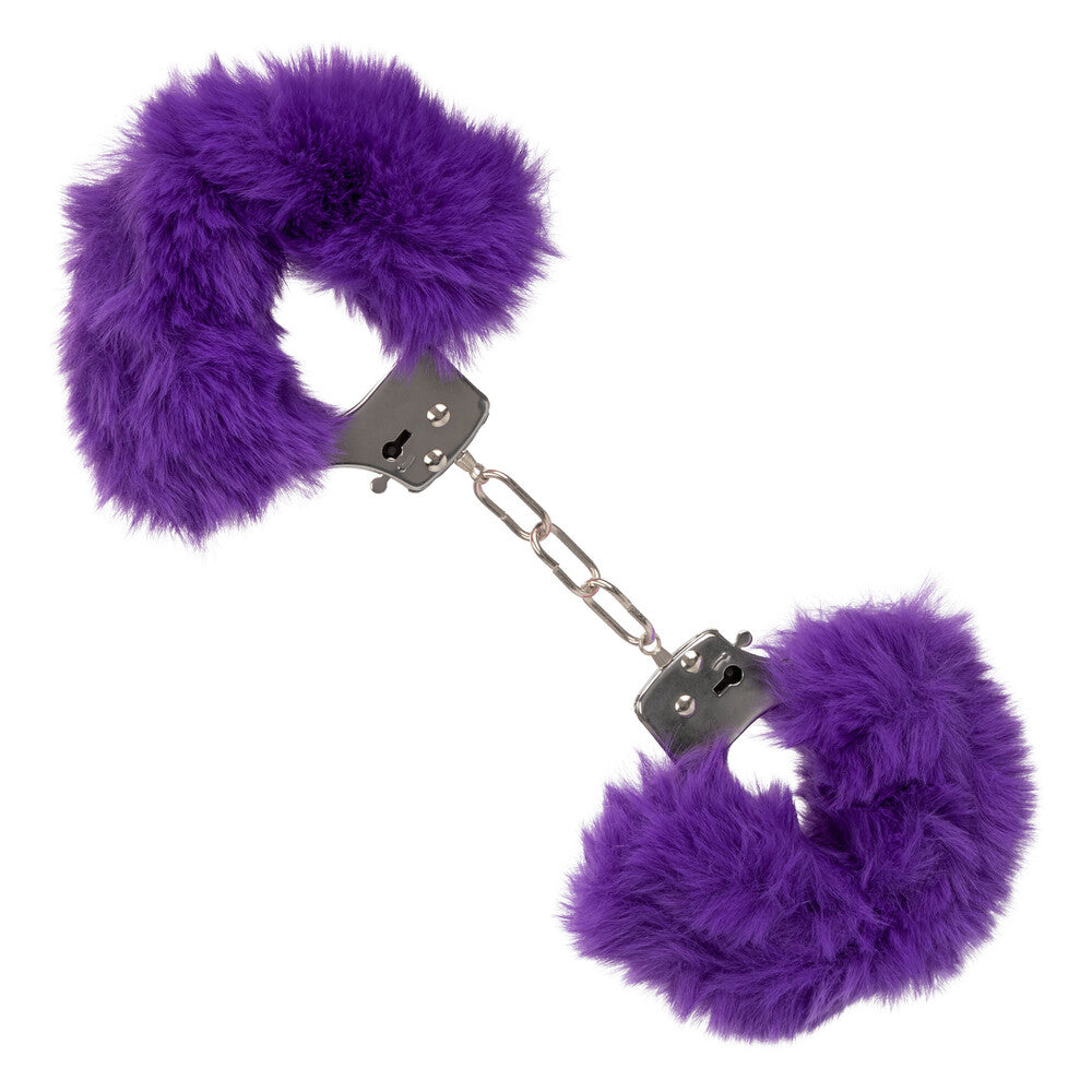 Ultra Fluffy Furry Cuffs Purple|Front View|"furry cuffs-front view"|