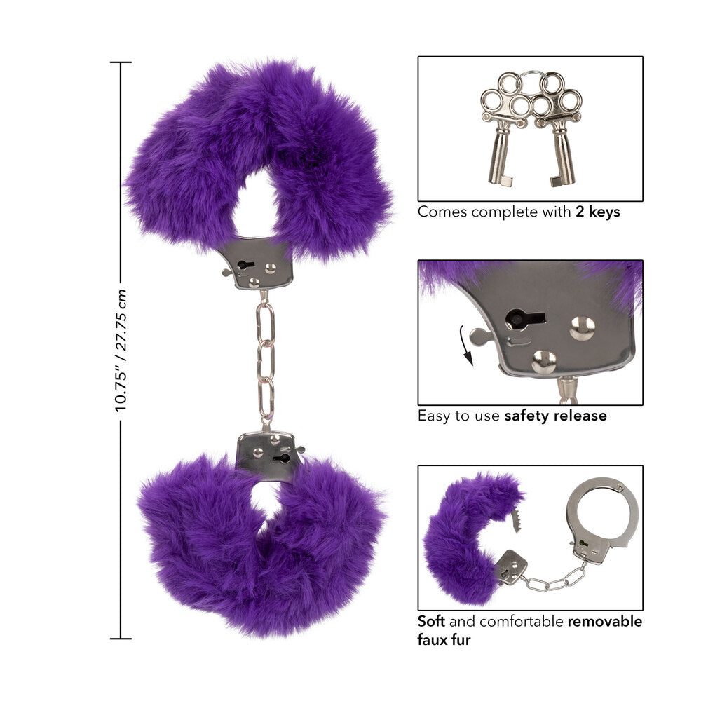 Ultra Fluffy Furry Cuffs Purple|Set View|"complete set-set view"|