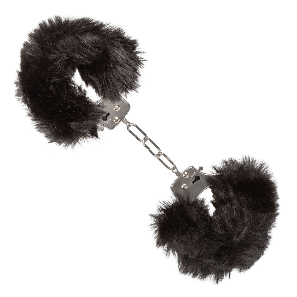Ultra Fluffy Furry Cuffs Black|Front View|"furry cuffs-front view"|