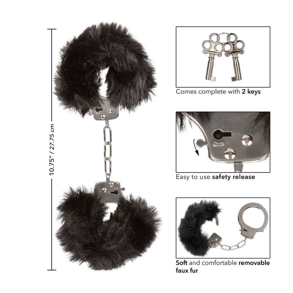 Ultra Fluffy Furry Cuffs Black|Set View|"complete set-set view"|