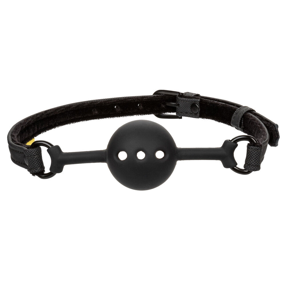 Boundless Breathable Ball Gag|Front View|"breathable ball gag ventilated design black-front view adult toys direct"|
