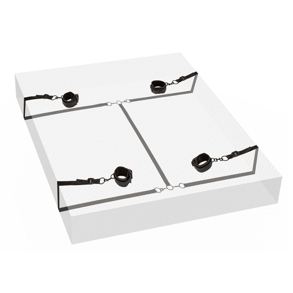 Boundless Bed Restraints|Front View|"complete bed restraint system-front view adult toys direct"|