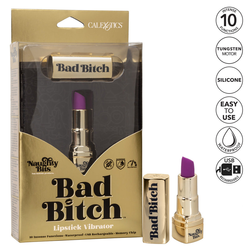 Naughty-Bits-Bad-Bitch-Rechargeable-Lipstick-Vibrator|Kit View|"complete lipstick vibe set-kit view"