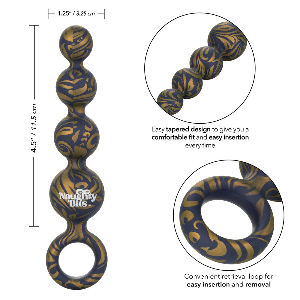 Naughty Bits Butt Balls Silicone Booty Beads|Side View|"silicone beads design-side view"|