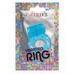 Foil Pack Vibrating Cock Ring Blue|Side View|"pack detail - side view"