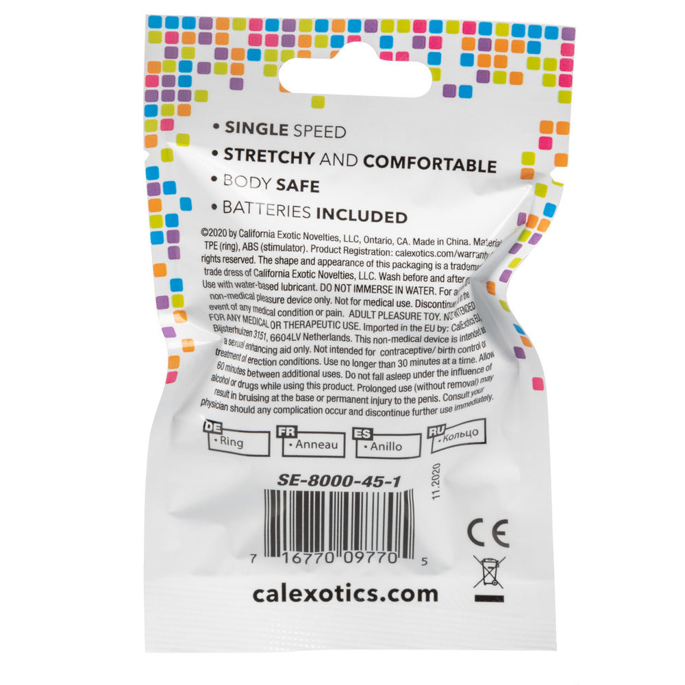 Foil Pack Vibrating Cock Ring Blue|Back View|"quality build - back view"