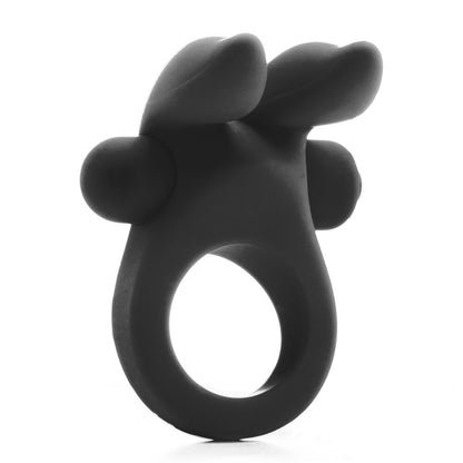 Shots Rabbit Vibrating Cock Ring Black|Front View|"rabbit design - front view"