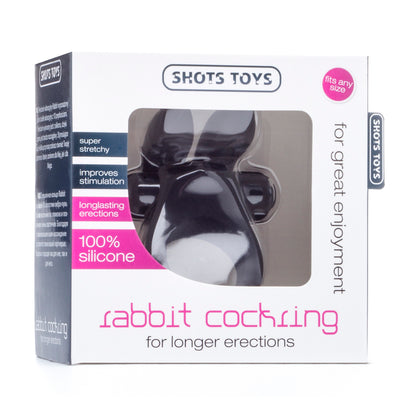 Shots Rabbit Vibrating Cock Ring Black|Side View|"black detail - side view"