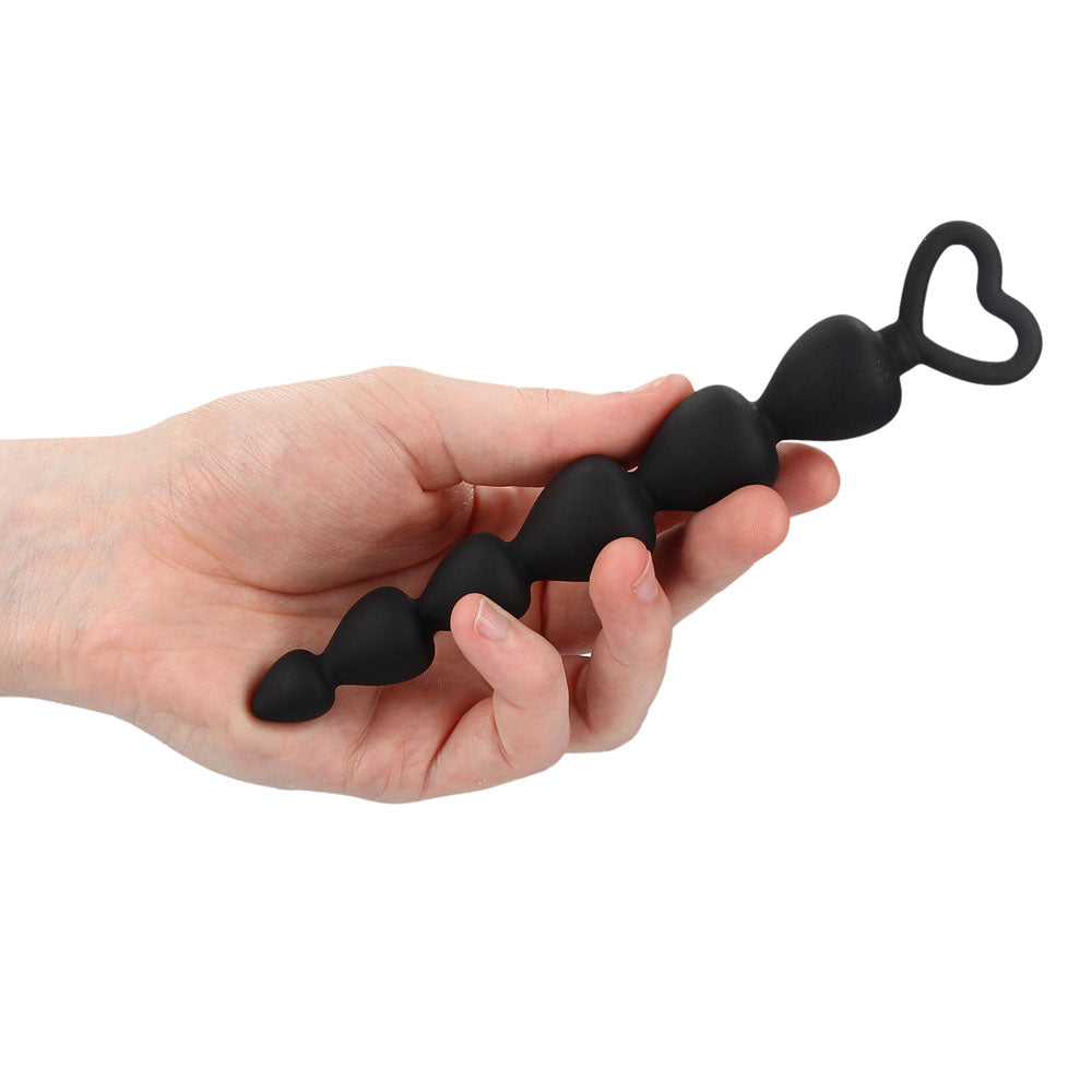 Black Silicone Anal Beads|Side View|"silicone beads design-side view"|