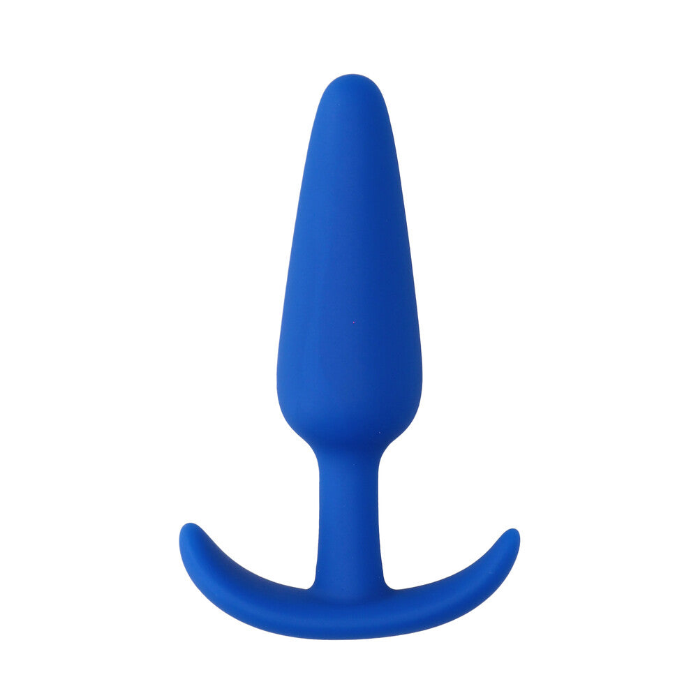 Beginners Size Slim Butt Plug Blue|Front View|"slim blue plug-front view"|