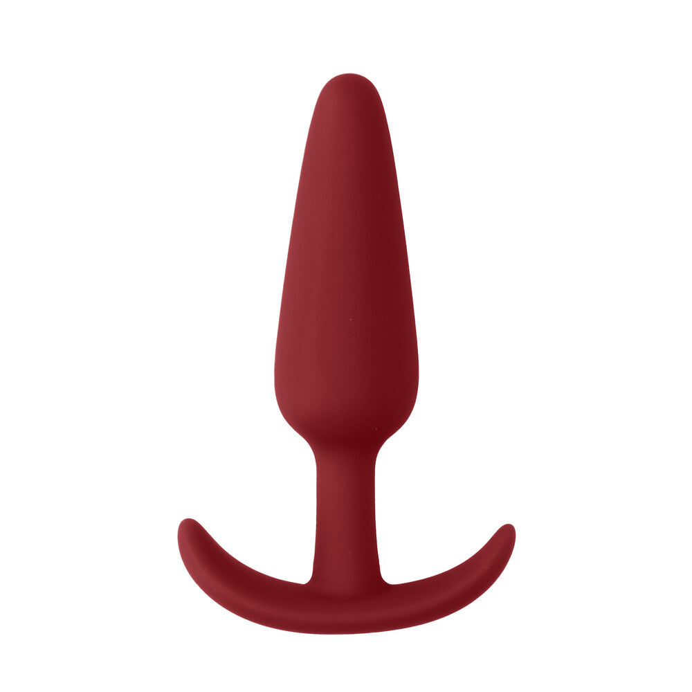 Beginners Size Slim Butt Plug Red|Front View|"slim red plug-front view"|