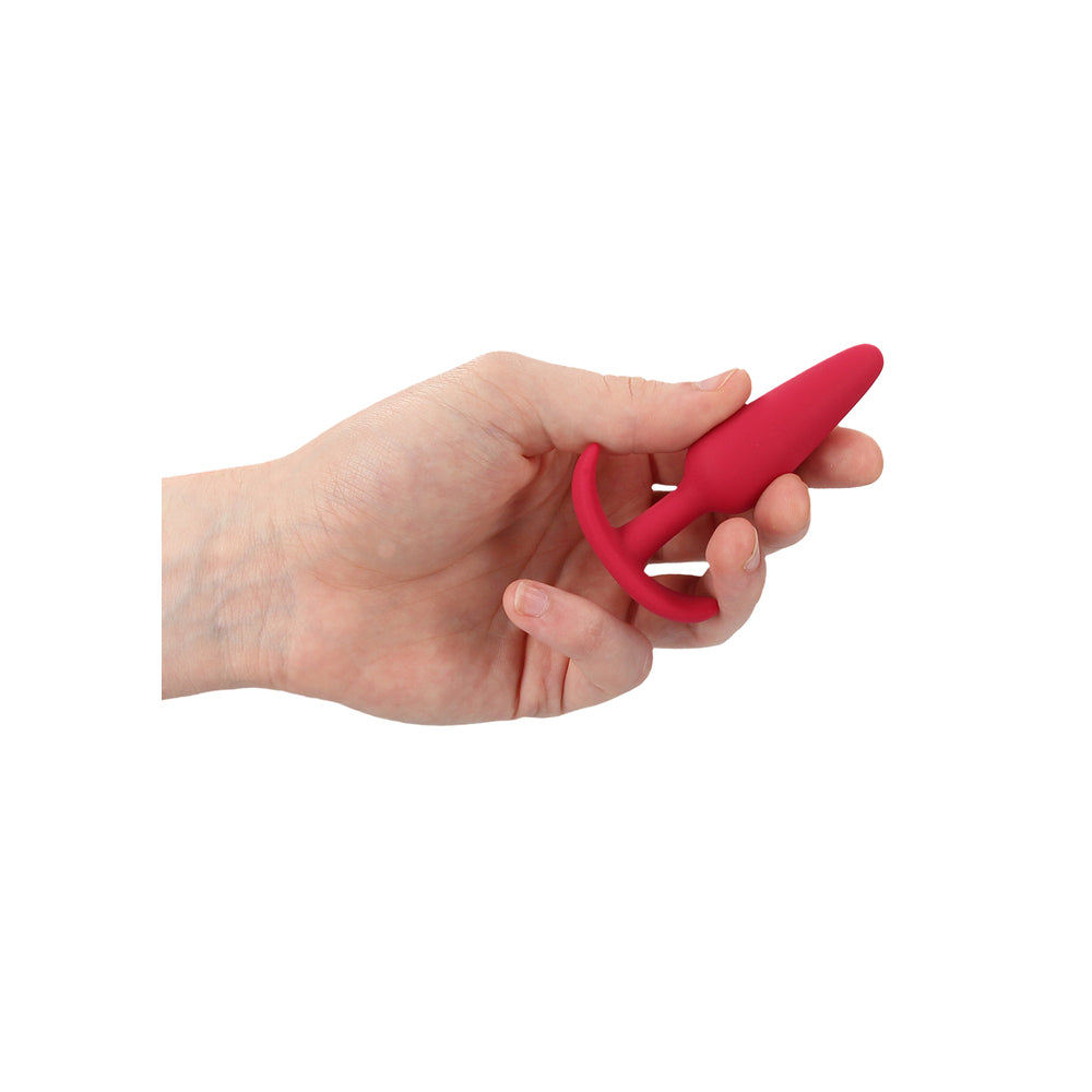 Beginners Size Slim Butt Plug Red|Side View|"beginner design-side view"|