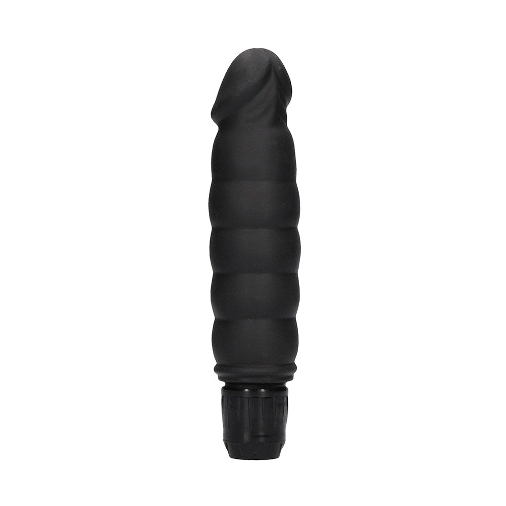 Ribbed Vibrator Black|Front View|"ribbed design - front view"