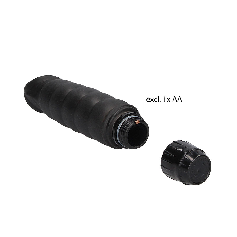 Ribbed Vibrator Black|Back View|"quality build - back view"