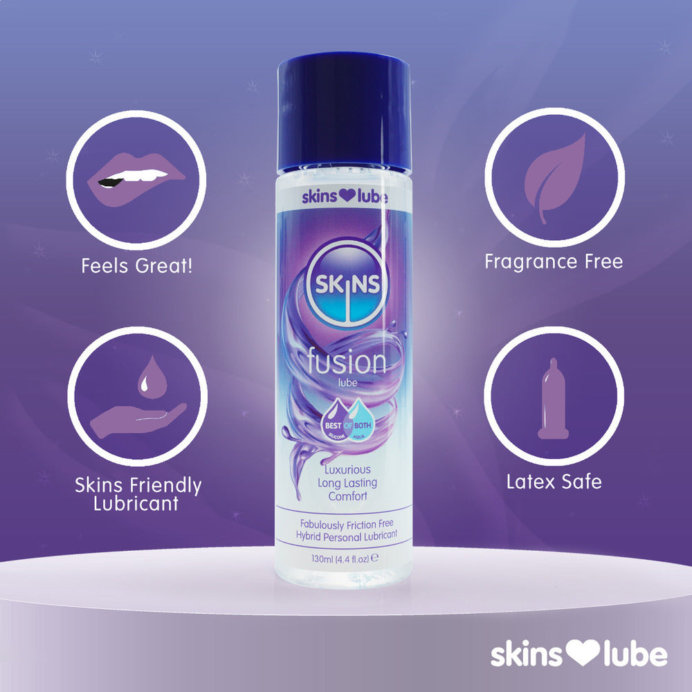 Skins Fusion Hybrid Silicone And Waterbased Lubricant 130ml|Back View|"ingredient info-back view adult toys direct"|