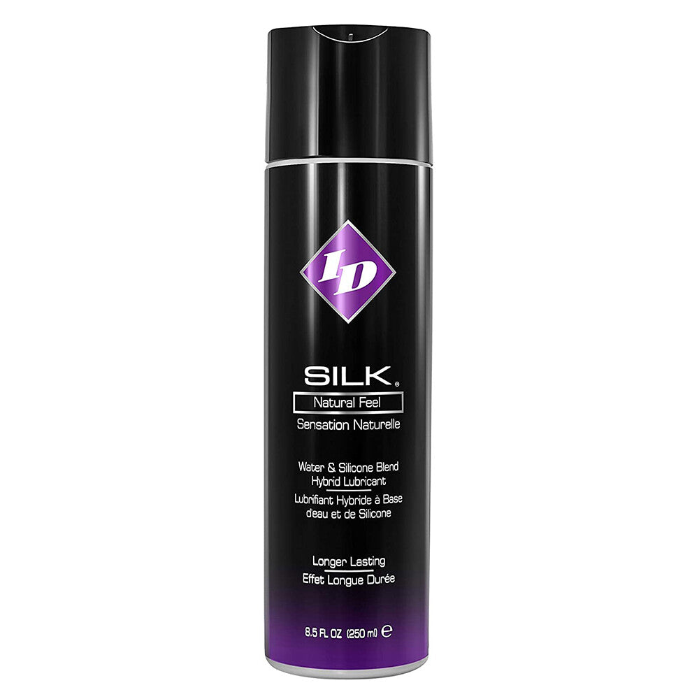 ID Silk Natural Feel Water Based Lubricant 8.5floz/250mls|Front View|"silk formula large-front view adult toys direct"|