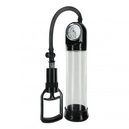 Size Matters Deluxe Trigger Penis Pump|Front View|"Professional trigger pump with precision gauge - front view"