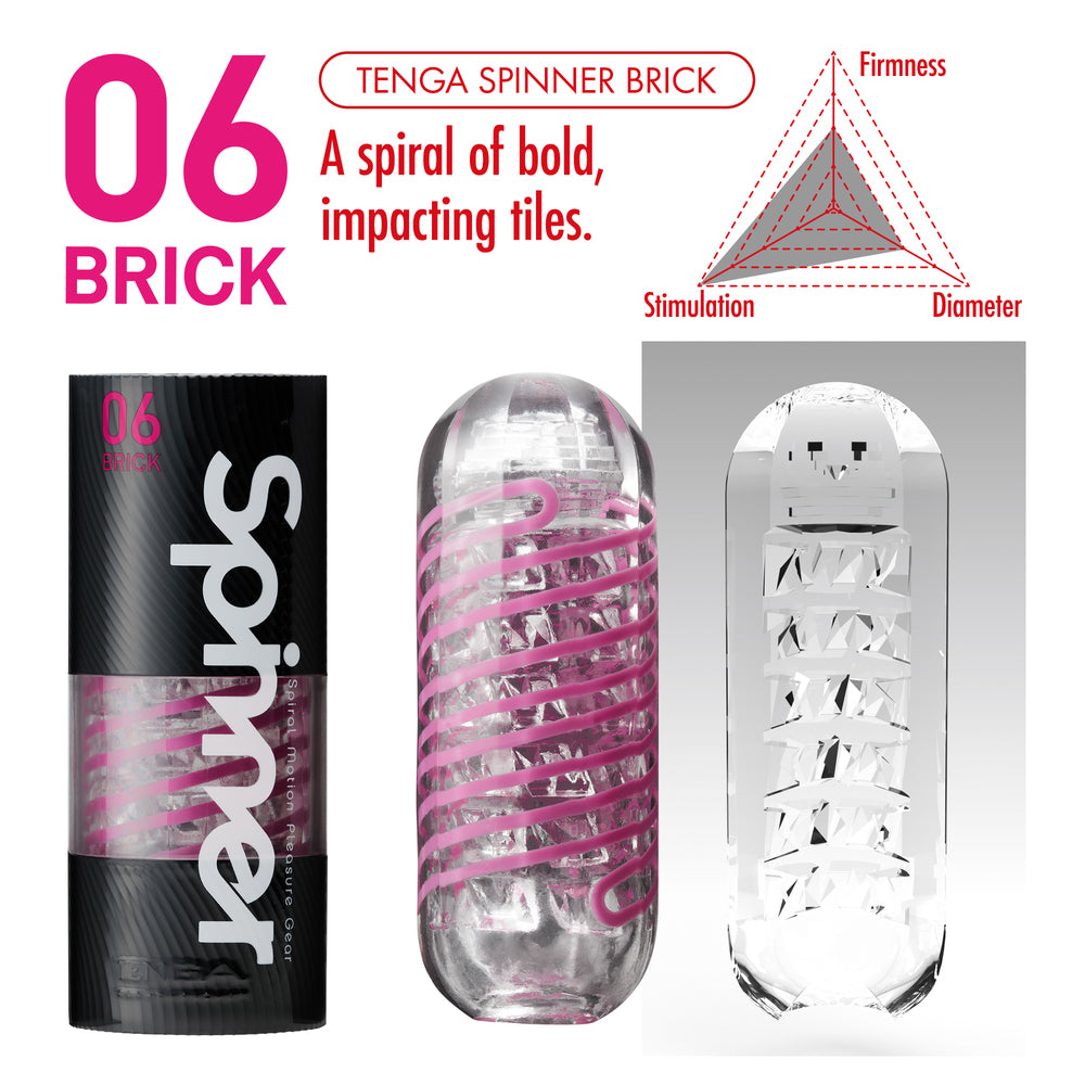 Tenga 06 Brick Spinner Masturbator|Side View|"spinner detail - side view"